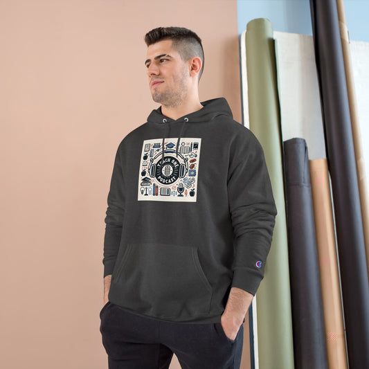 Retro-Inspired Champion Hoodie, Cozy Streetwear, Perfect Gift for Music Lovers, Unisex Casual Wear, Vintage Style Sweatshirt
