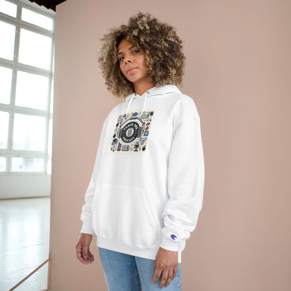 Retro-Inspired Champion Hoodie, Cozy Streetwear, Perfect Gift for Music Lovers, Unisex Casual Wear, Vintage Style Sweatshirt