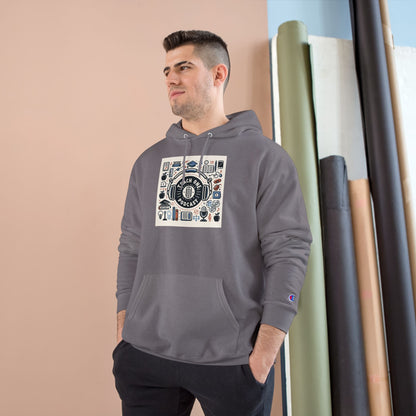 Retro-Inspired Champion Hoodie, Cozy Streetwear, Perfect Gift for Music Lovers, Unisex Casual Wear, Vintage Style Sweatshirt