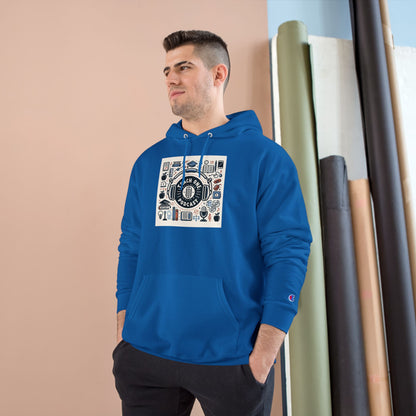 Retro-Inspired Champion Hoodie, Cozy Streetwear, Perfect Gift for Music Lovers, Unisex Casual Wear, Vintage Style Sweatshirt