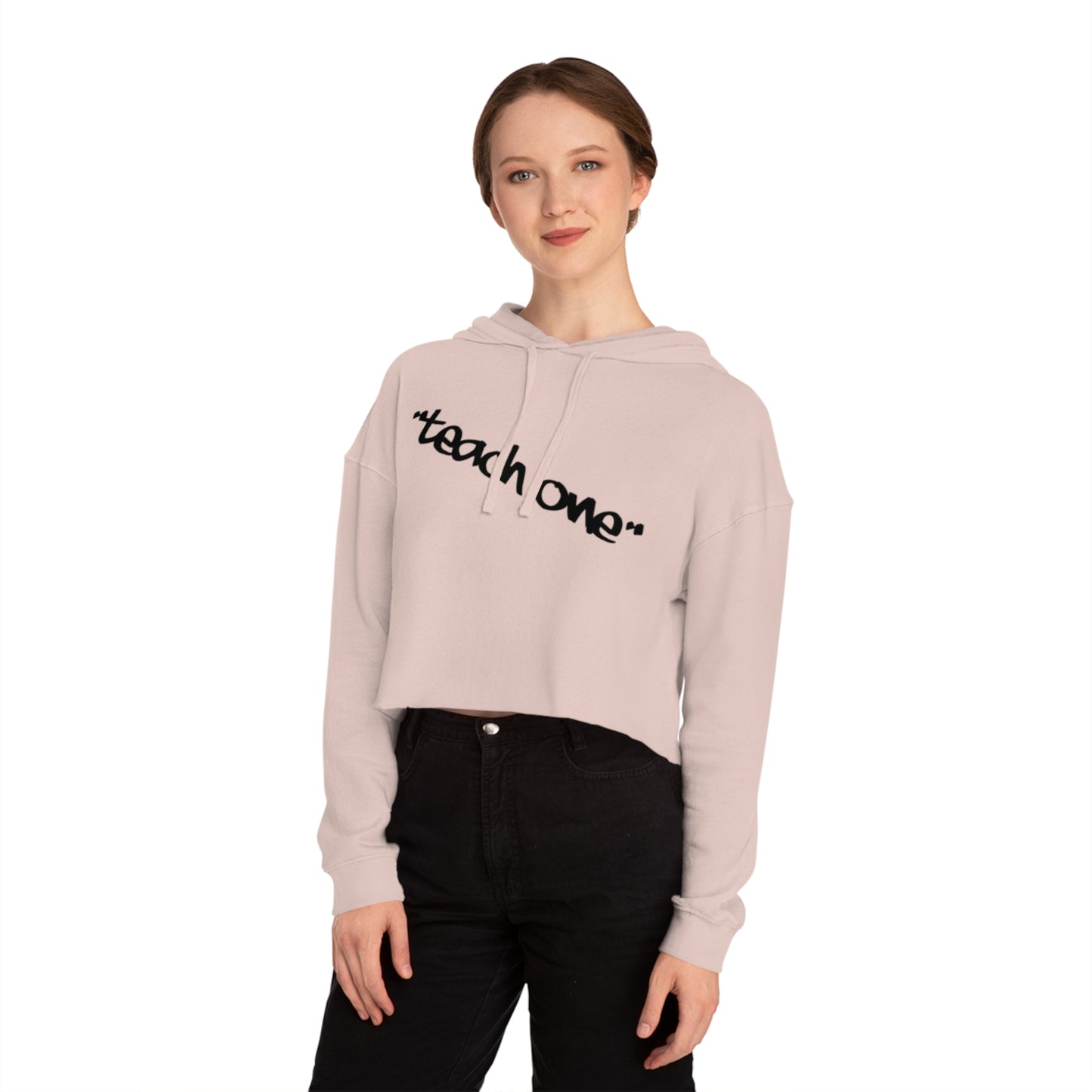 Cropped Hooded Sweatshirt - Teach One, Trendy Hoodie, Casual Wear, Gift for Her, Streetwear, Comfortable Outfit