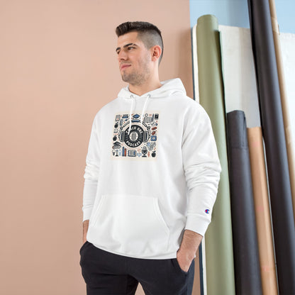 Retro-Inspired Champion Hoodie, Cozy Streetwear, Perfect Gift for Music Lovers, Unisex Casual Wear, Vintage Style Sweatshirt