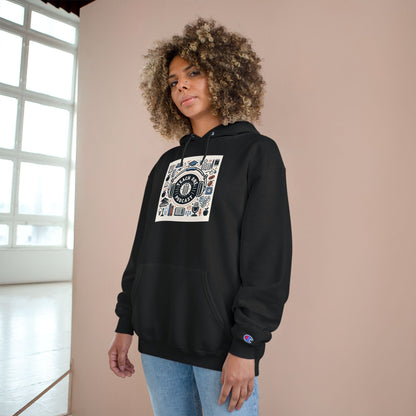 Retro-Inspired Champion Hoodie, Cozy Streetwear, Perfect Gift for Music Lovers, Unisex Casual Wear, Vintage Style Sweatshirt